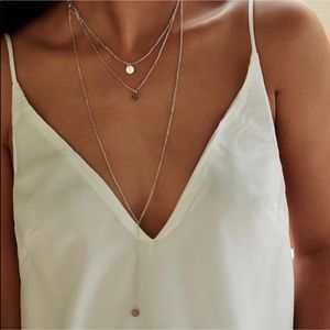 Silver Layer Disc Pendent Necklace Set